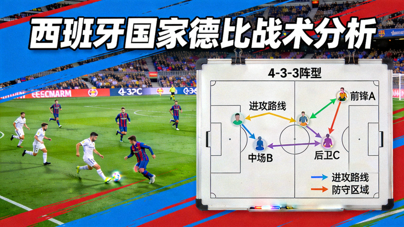 西班牙国家德比比赛画面与战术分析叠加图