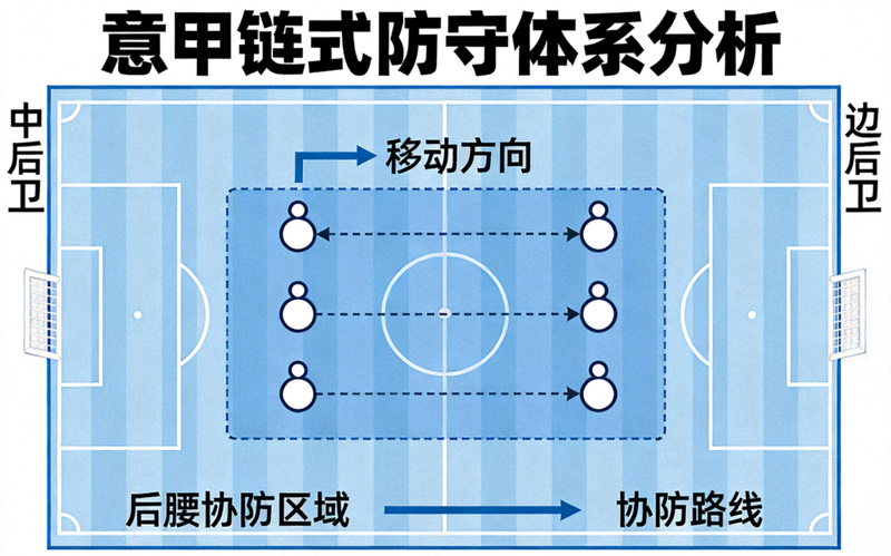 意甲防守体系分析图 - 展示链式防守的移动与协防路线